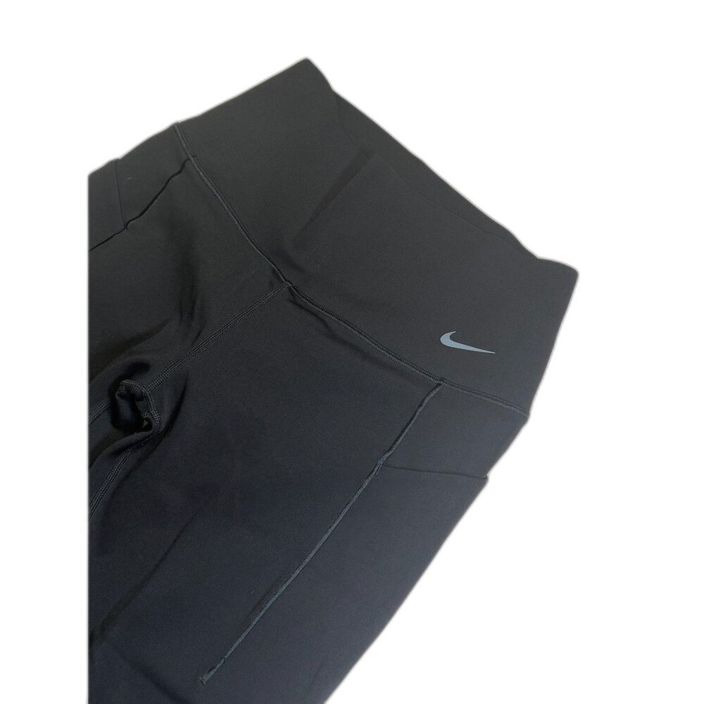 Nike Black High-Rise Dri-FIT Running Leggings Minimalist Athleisure Pockets M - Picture 3 of 4